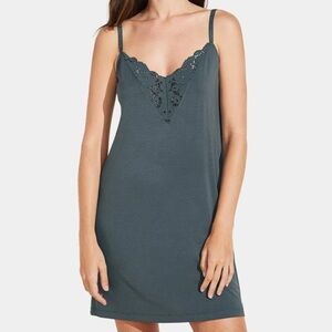 Eberjey Naya Double Inset Chemise Green Size Small